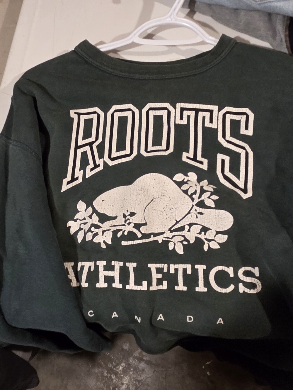 Roots Dark Green Crewneck Sweatshirt with White Logo
